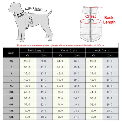 Big Dog Clothes Winter Warm Pet Vest Jacket Waterproof Dog Coat Clothes for Large Dog Bulldog Golden Retriever Labrador Clothing
