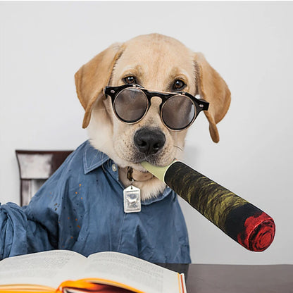 Funny Interactive Dog Toys Cigar Design Plush Squeaky Pet Toys Grinding Teeth Creative Chew Cool Stuffed Gifts for Dog Birthday