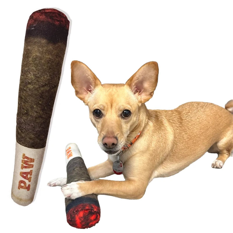 Funny Interactive Dog Toys Cigar Design Plush Squeaky Pet Toys Grinding Teeth Creative Chew Cool Stuffed Gifts for Dog Birthday