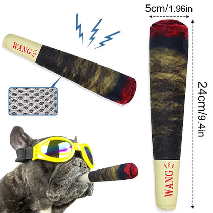 Funny Interactive Dog Toys Cigar Design Plush Squeaky Pet Toys Grinding Teeth Creative Chew Cool Stuffed Gifts for Dog Birthday